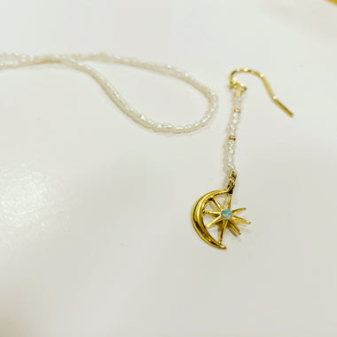 Moon star earrings with opal