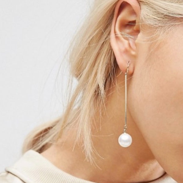 Bar Earring with Pearl